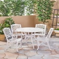 thumbnail image 3 of Brody Traditional Outdoor 4 Seater Round Cast Aluminum Dining Set, White Finish, 3 of 10