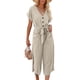 thumbnail image 1 of Pelele De Pierna Ancha, Mono Con Cuello En V, Bolsillo A La Moda, Color Puro, Elegante Para Fiestas De Vacaciones Para Trabajo De Oficina OTVIAP Beige 3XL, 1 of 7
