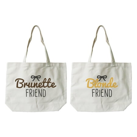 Women’s Brunette and Blonde Best Friend Matching Natural Canvas Tote