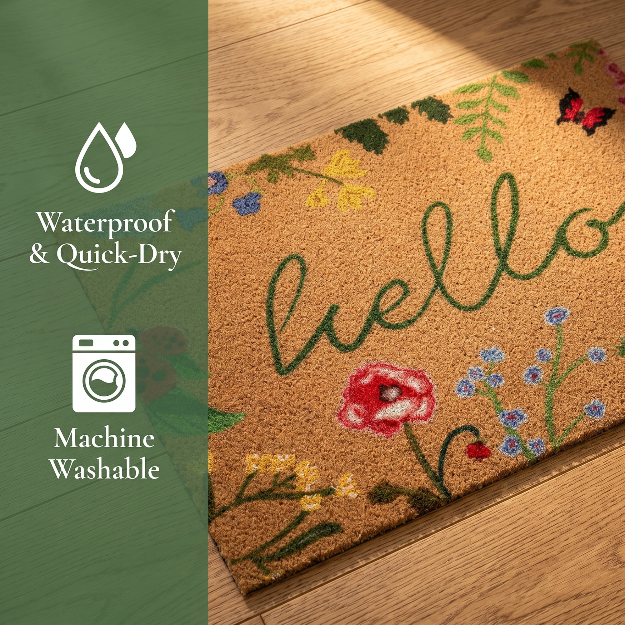 Unique Bargains Natural Coir Non-Slip Backing Waterproof Doormat Brown 32" x 20"
