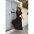 thumbnail image 5 of NAYTOAO Womens Midi Dress Summer Casual A Line Maxi Shirt Dresses Spring Short Sleeve Button Front V Neck Pockets Work Dress, 5 of 8