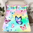 thumbnail image 2 of Homewish Colorful Butterflies 4 Pieces Queen Sheet Sets For Children Kids Teens,Dreamy Princess Ultra Soft Flat Sheet,Abstract Gradient Ombre Queen Fitted Sheet,Luxury Bedroom Decor, 2 of 7
