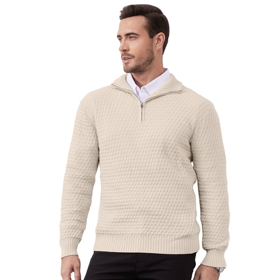 Men's Long Sleeve Quarter-Zip Pullover Sweaters Slim Fit Lightweight Casual Sweater