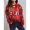thumbnail image 2 of Suéter navideño feo y divertido para mujer, suéter de punto con copos de nieve, medias y árboles para las fiestas, 2 of 5