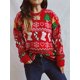 thumbnail image 2 of Suéter navideño feo y divertido para mujer, suéter de punto con copos de nieve, medias y árboles para las fiestas, 2 of 5