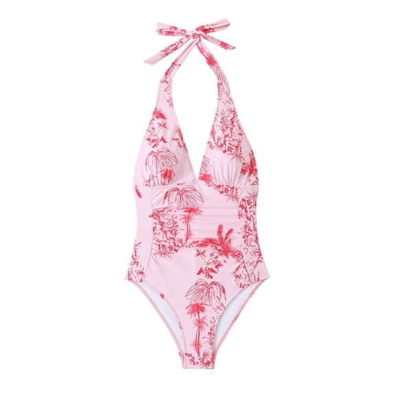 QNANSPI Swimsuit Sets for Women, Womens Swimsuits 2 piece, Womens Print Tank Back Detail Cut Out 2 Piece Swimsuit