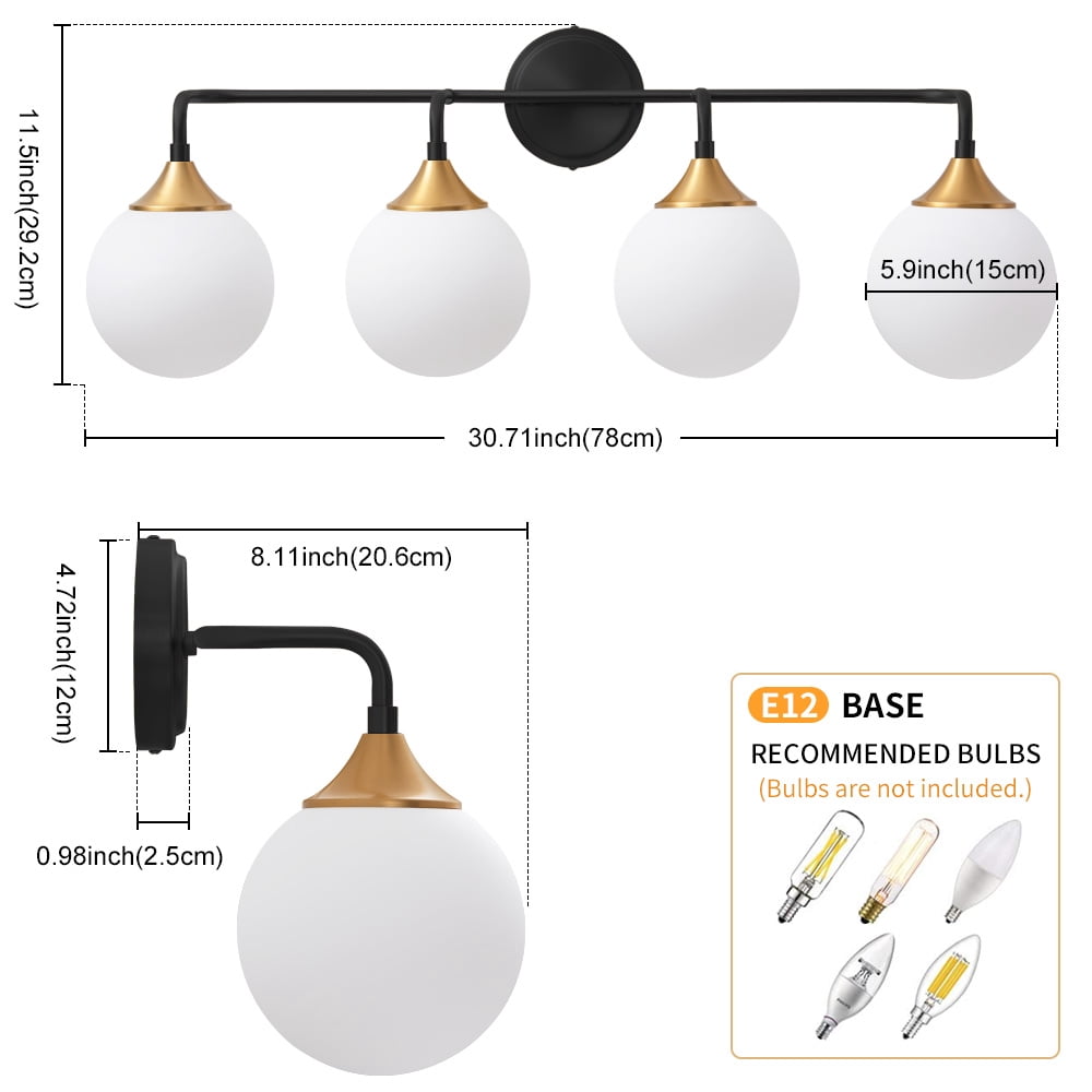 Bathroom vanity lights black 4 light modern vanity light fixtures