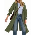 thumbnail image 3 of Long Sleeve Spring Fall Solid Color Double Breasted Casual Lapel Long Trench Coat, 3 of 5