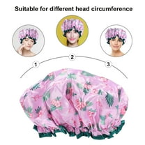 Soimiss Shower Bonnet Satin Lined Shower Cap Pink 2Pcs