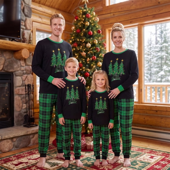 Nibbcoa Family Christmas Pajamas Matching Set Long Sleeve Crew Neck Shirt and Pants