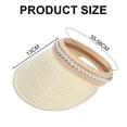 thumbnail image 2 of Sombrero de mujer con circunferencia de 55-58 cm, sombrero de verano con perla, sombrero para el sol con parte superior vacía, sombrero para el sol anti-ultravioleta, sombrero para el sol de ala, 2 of 5