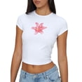 thumbnail image 1 of Gupgi T-Shirt Graphique à Manches Courtes pour Femmes, Blanc, Ajusté, pour Adolescentes, Été, 1 of 8