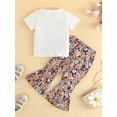 thumbnail image 2 of Kmbangi Bambin Fille Lettre Impression Cou Manches Courtes T-Shirts Fleur Imprimé Pantalons 2Pcs Tenue d'Été, 2 of 9