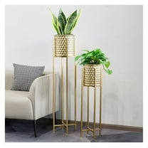 Set of 2 Planters with Stand Indoor Outdoor Metal Planters for Indoor Plants 30 &40" Tall Morden Planters Flower Pots for Living Room Corner Kitchen Office Garden Balcony Patio Decor
