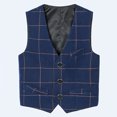 thumbnail image 2 of XASZHN Boy's 3 Button Plaid Formal Suit Vest Navy_001 2-3 Years, 2 of 7
