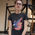 thumbnail image 3 of Tee Hunt Diving Bald Eagle T-Shirt Born to Be Free American Flag 4th of July Women's T-Shirt Tee, 3 of 5