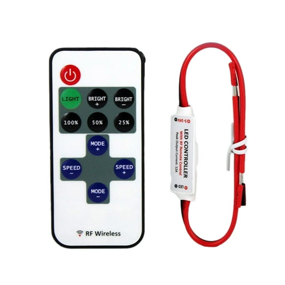 BRIGHTFUFU Controlador LED para luces de tira Controlador inalámbrico RF Controlador inteligente con control remoto para tira de luz LED RGB Controlador LED RGB Atenuador