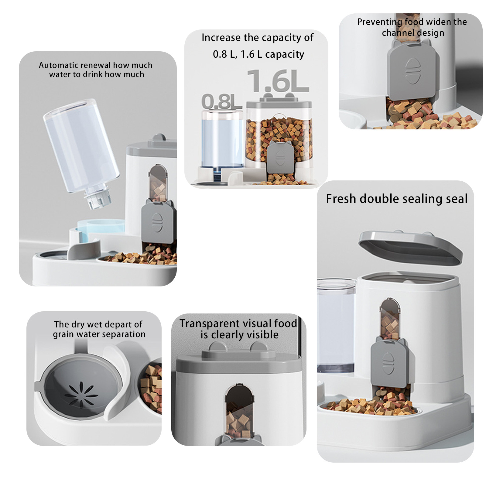 Automatic Dog Feeder and Dog Water Dispenser with Large Capacity Gravity Self Feeding Station for Medium Dogs and Puppies and for Cat Bowls，Pink