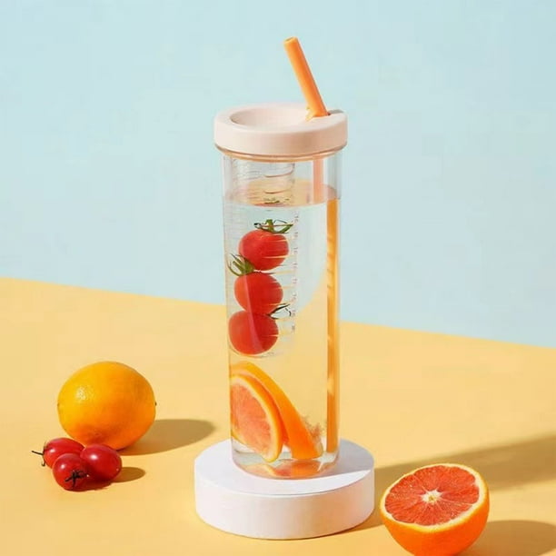 Vaso con pajita, vaso con pajita de 700 ml, botella de agua de plástico transparente con pajita, botella de agua con pajita, tecnología avanzada