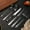 Black, variant on Bxaolu Silverware Set, 6 Piece Premium Stainless Steel Flatware Set for 6, Heavy Duty Silverware Cutlery Sets with Knife, Spoons and Forks Set, Dishwasher Safe - Black
