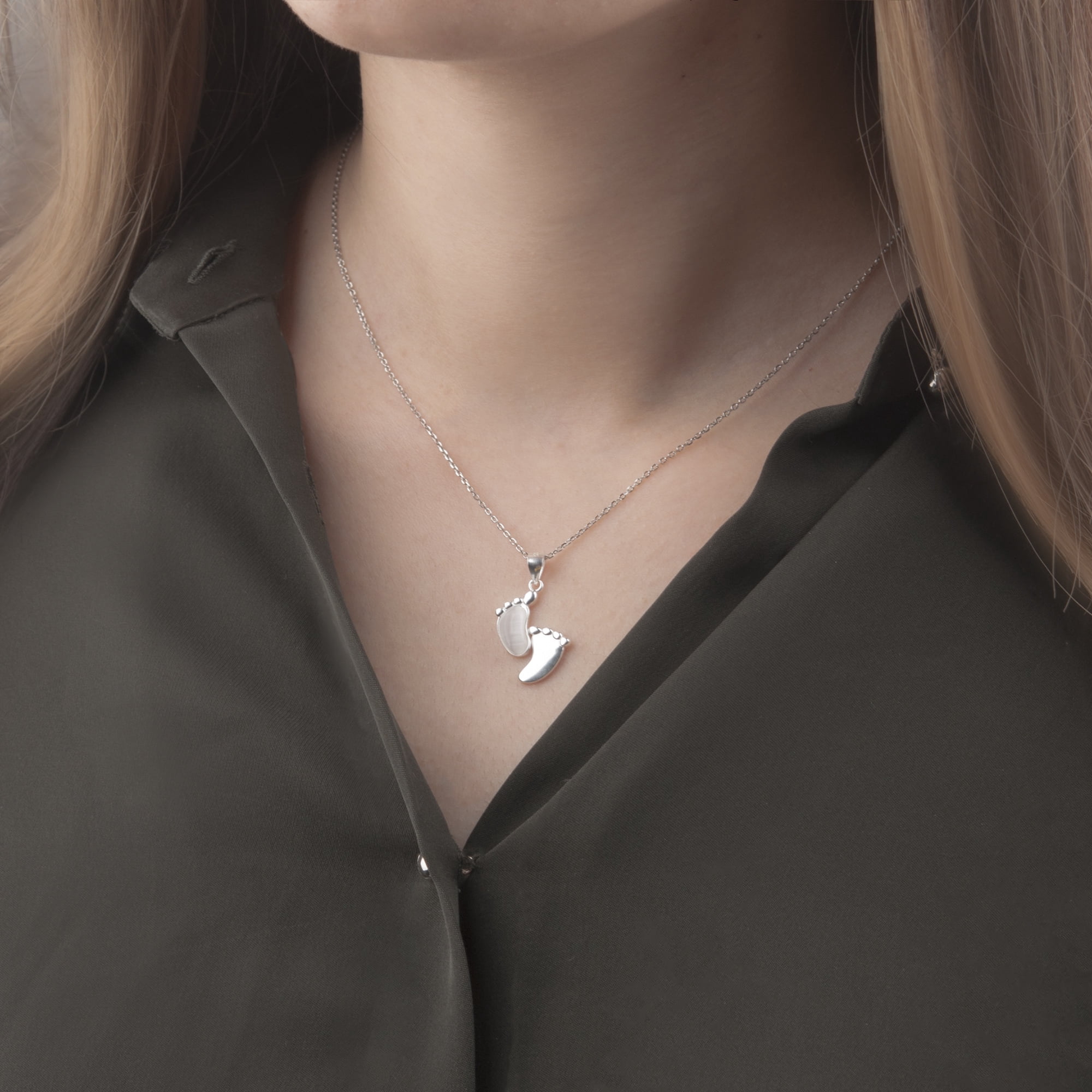 Anavia New Mom Necklace Baby Shower Gift, Baby Littlest Feet 925 Sterling Silver Gift Card, Congratulations Gift -[Custom Name]