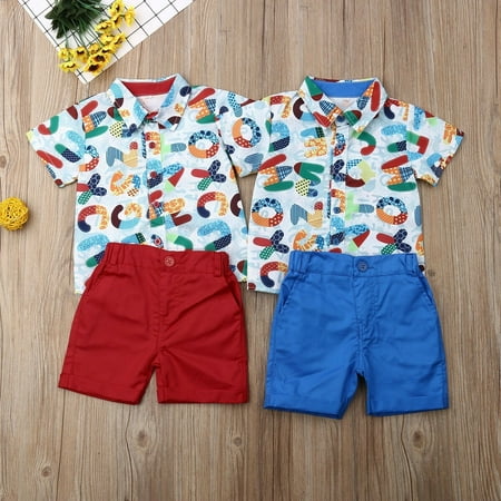 

Fashion Kids Baby Boy Formal Gentleman Suit Shirt Shorts Pants Outfits US Stock