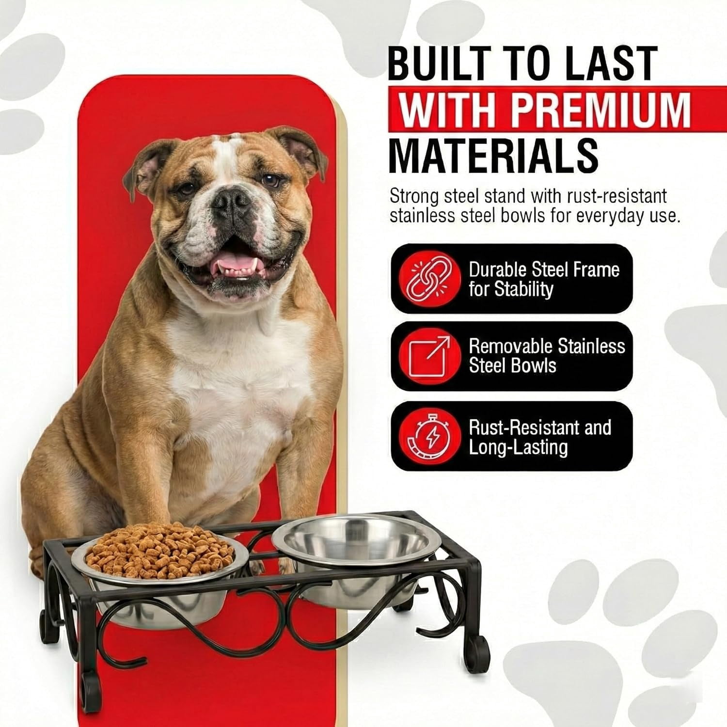 Pets Elevated Dog Bowls – Raised Stainless Steel Dog Bowls with Steel Stand – Non-Skid, No Spill Feeder for Small, Medium & Large Dogs – Easy to Clean, Durable Raised Dog Feeding Station