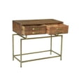 thumbnail image 3 of Goldbust Solid Wood Console Table in Natural with Brass-Finished Iron Base, 3 of 4