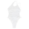 thumbnail image 5 of Gubotare One Shoulder One Piece Swimsuit for Womens Solid Color Cross Back Bathing Suit,White M, 5 of 5