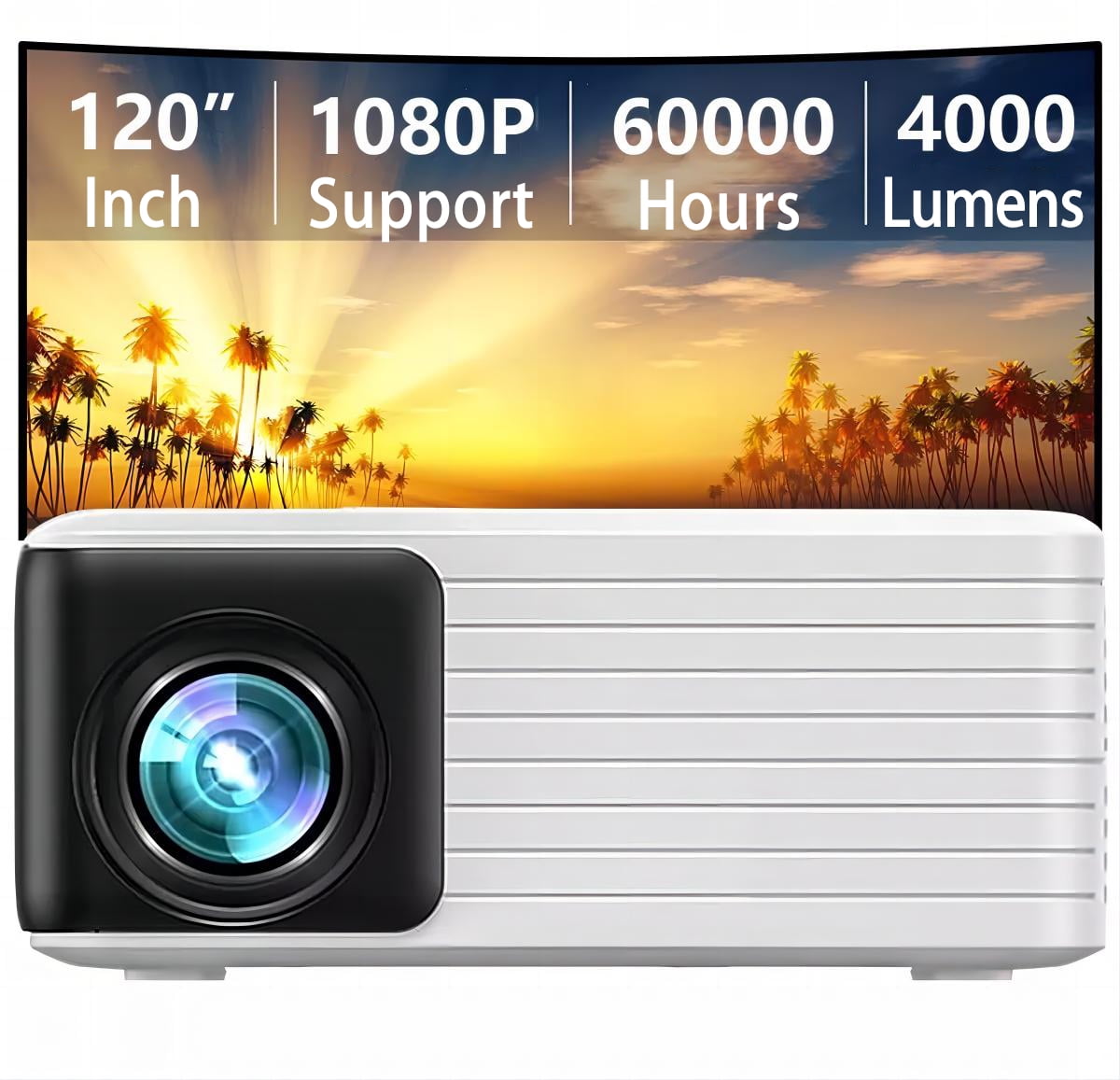 halvt komme til syne Kammerat YOTON 1080P Supported Mini Projector,4000 Lumens LED Portable Projector for  Home Theater, 60000HRS Lamp Life - Walmart.com