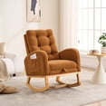 thumbnail image 2 of Xukmct Upholstered Leisure Chair Rocking Chair with Side Pocket, High Back Lounge Chair for Living Room, Bedroom, Office, Caramel, 2 of 10
