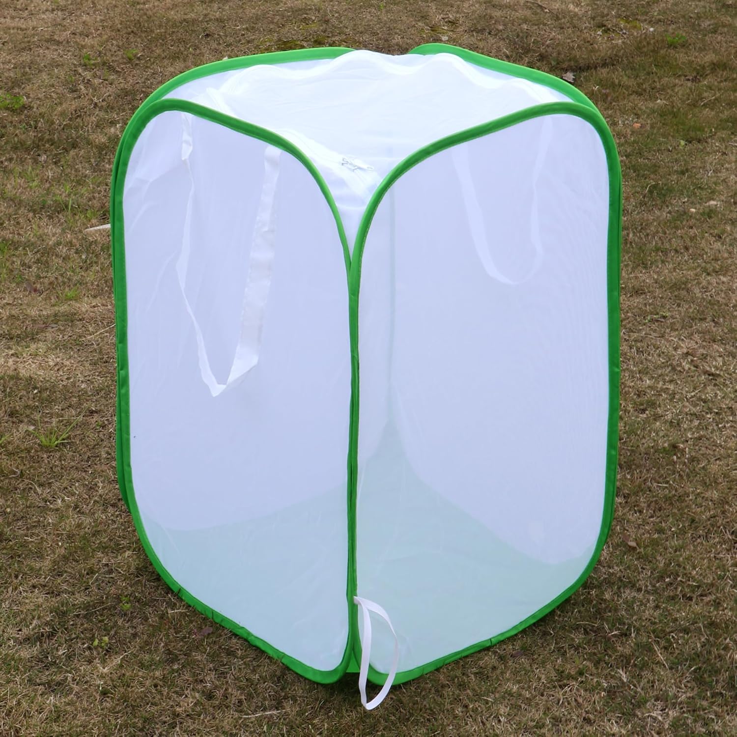 Collapsible Mesh Bird Cage for Song Bird, Seed Catcher White, Large Parakeet Cages, Pop-Up Design, 18 x 46 Inches
