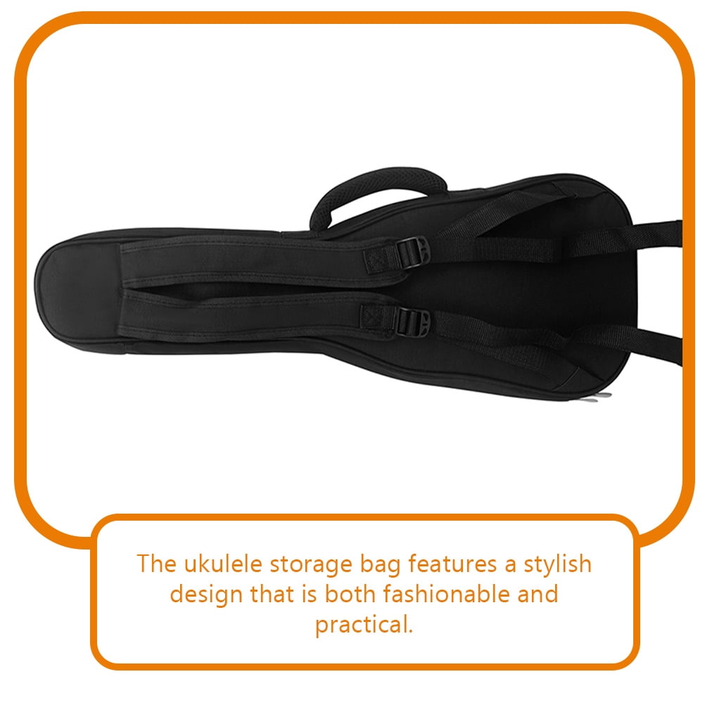 WRISTBIQUE Black Ukulele Carrying Case Padded and Splashproof Storage Bag with Clear Accessory Pocket for Travel