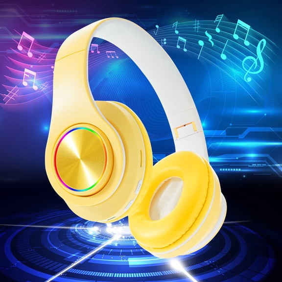 Over Ear Headphones Macaron Colored Luminous Color Breathing Light Head Mounted Bluetooth Earphones