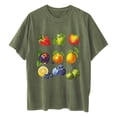 thumbnail image 6 of LEBONYARD Womens Tops Plus Size,Women's Fashion Summer Round Neck Drop Sleeves Leisure Short Sleeve Fruit Printing Tops Army Green S, 6 of 6