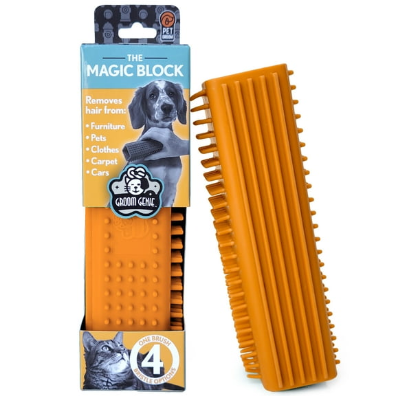 Groom Genie The Magic Block Pet Hair Removal Brush in Orange