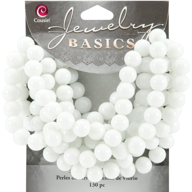 Perles de Verre de Bijoux Basiques 8mm 130/pkg-Blanc Opaque Rond
