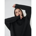 thumbnail image 5 of Women'S Sweater Fall Winter Chunky Knitted Pullover Ribbing Hem Trendy Basic Jumper Top Black M, 5 of 9