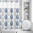 thumbnail image 2 of No Hook Shower Curtain, Navy Blue Grey Leaves Shower Curtains for Bathroom with See Through Top Window, Summer Tropical Plant Aesthetics Waterproof & Washable Bath Curtain 60"x72", 2 of 9