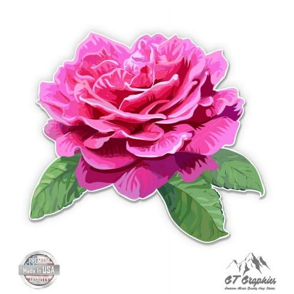 Pink Flower - 3" Vinyl Sticker - For Car Laptop I-Pad Phone Helmet Hard Hat - Waterproof Decal