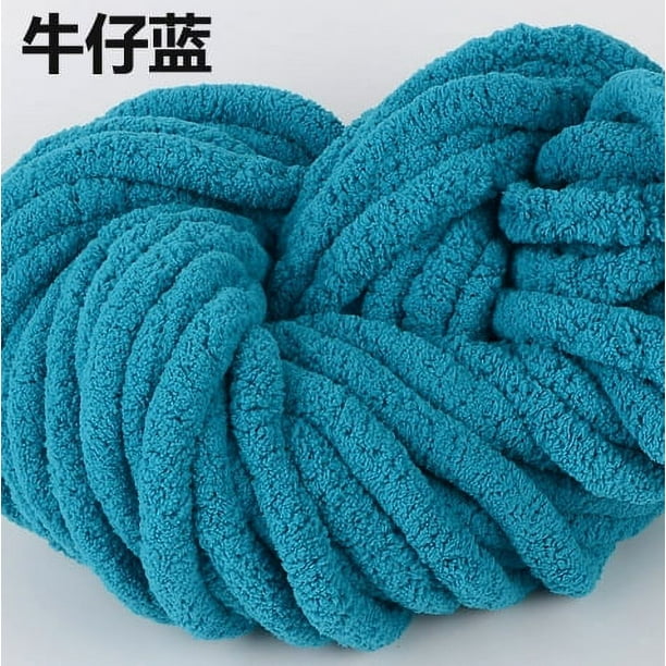 Nvzi Hilo de chenilla súper suave y cálido de 250 g para manta de punto, hilo de lana grueso para hacer tú mismo, perfecto para cualquier tejido y crochet, azul vaquero