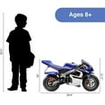 thumbnail image 3 of FRP 2 Stroke Pocket Bike 02, Mini Bike for Kids Max Weight 165 LB, Streamline Style Mini Pocket Bike W/ Strong Dual Brakes, Racing Pocket Rocket Max Speed 20 Mph, Blue, 3 of 7