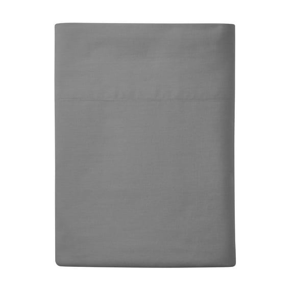 Mainstays Easy Care 300 Count Solid Soothing Gray CVC Cotton Blend Flat Sheet, Queen(Adult)