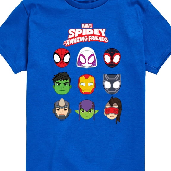 Spiderman - Smaf Faces Grid - Youth Boys Short Sleeve Graphic T-Shirt