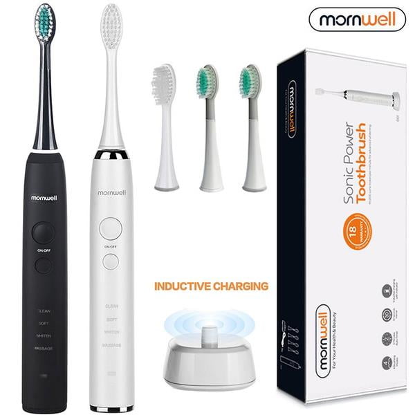 Mornwell Sonic Electric Toothbrush 4 Brushing Modes +4 Replacement