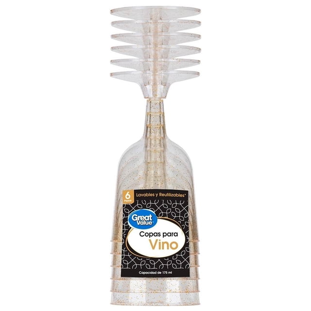 Copas Reutilizable Great Value para Vino 6 piezas