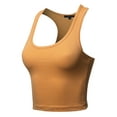 thumbnail image 2 of A2Y Women's Basic Cotton Casual Scoop Neck Cropped Racerback Tank Tops Ash Mustard XL, 2 of 5
