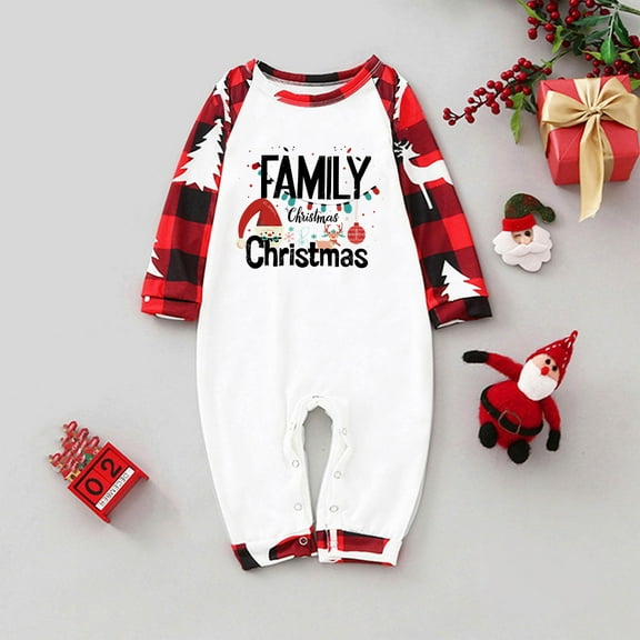 Matching Christmas Pajamas for Couples Family Letter Printed Xmas 2 Piece Pjs Holiday Long Sleeve Creawneck Tops and Bottoms Party Cozy Sleepwear
