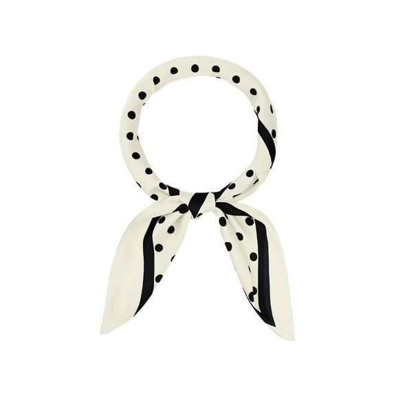 INSPIRE CHIC Women Polka Dots 35"x35" Large Square Scarf Satin Silk Like Head Wrap Bandanas Neck Scarves Beige-1 35.4x35.4"