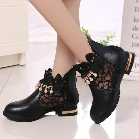 

Girls Mesh Lace Shoes Fashion Mesh Lace Ankle Boots Non Slip Breathable Boots